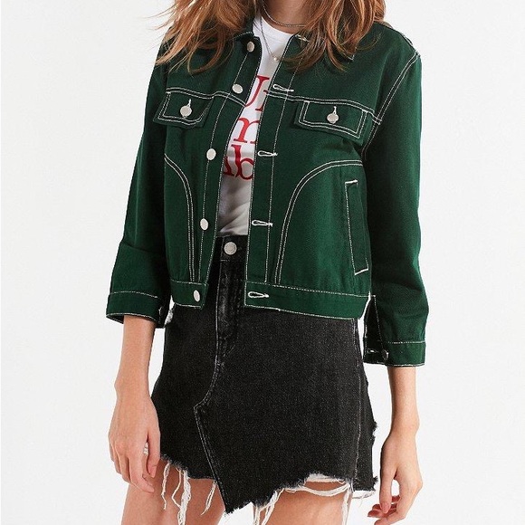 UNIF Jackets & Blazers - UNIF Dark Green Cropped Denim Jacket